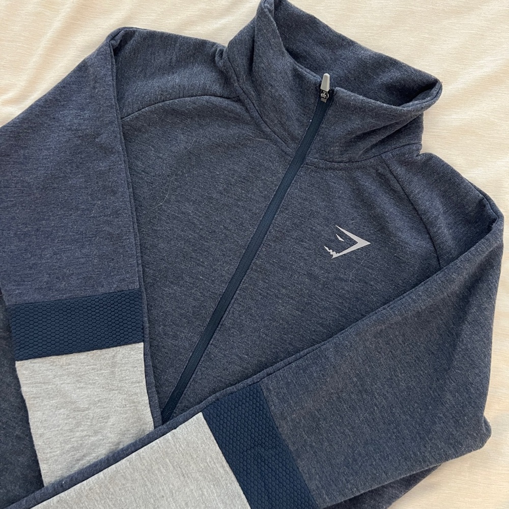 Gymshark Charcoal and Blue 1/4 Zip Pullover